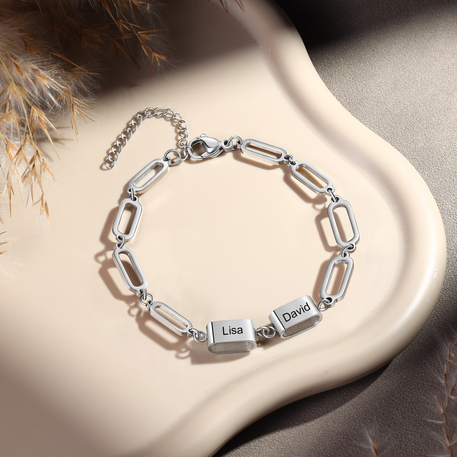 Bracciale Uomo Personalizzato – Incisione 2 Nomi | Regalo Speciale per Papà, Nonno, Marito e Fratello | Jessemade