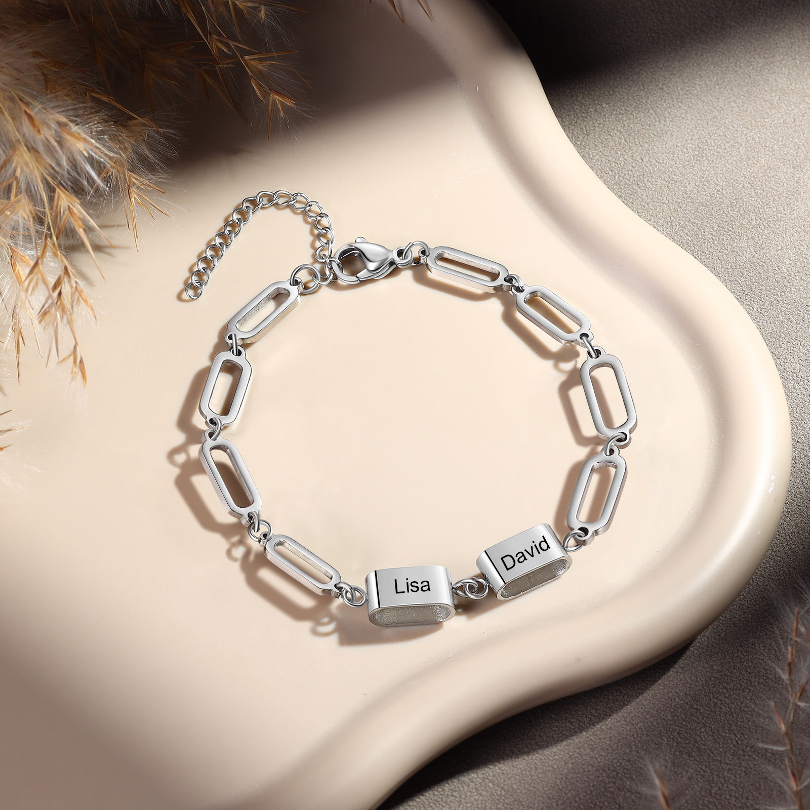 Bracciale Uomo Personalizzato – Incisione 2 Nomi | Regalo Speciale per Papà, Nonno, Marito e Fratello | Jessemade