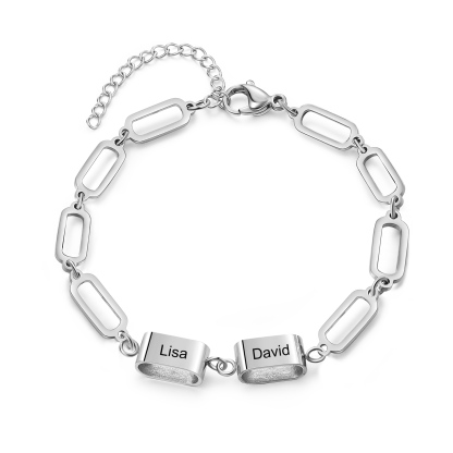 Bracciale Uomo Personalizzato – Incisione 2 Nomi | Regalo Speciale per Papà, Nonno, Marito e Fratello | Jessemade