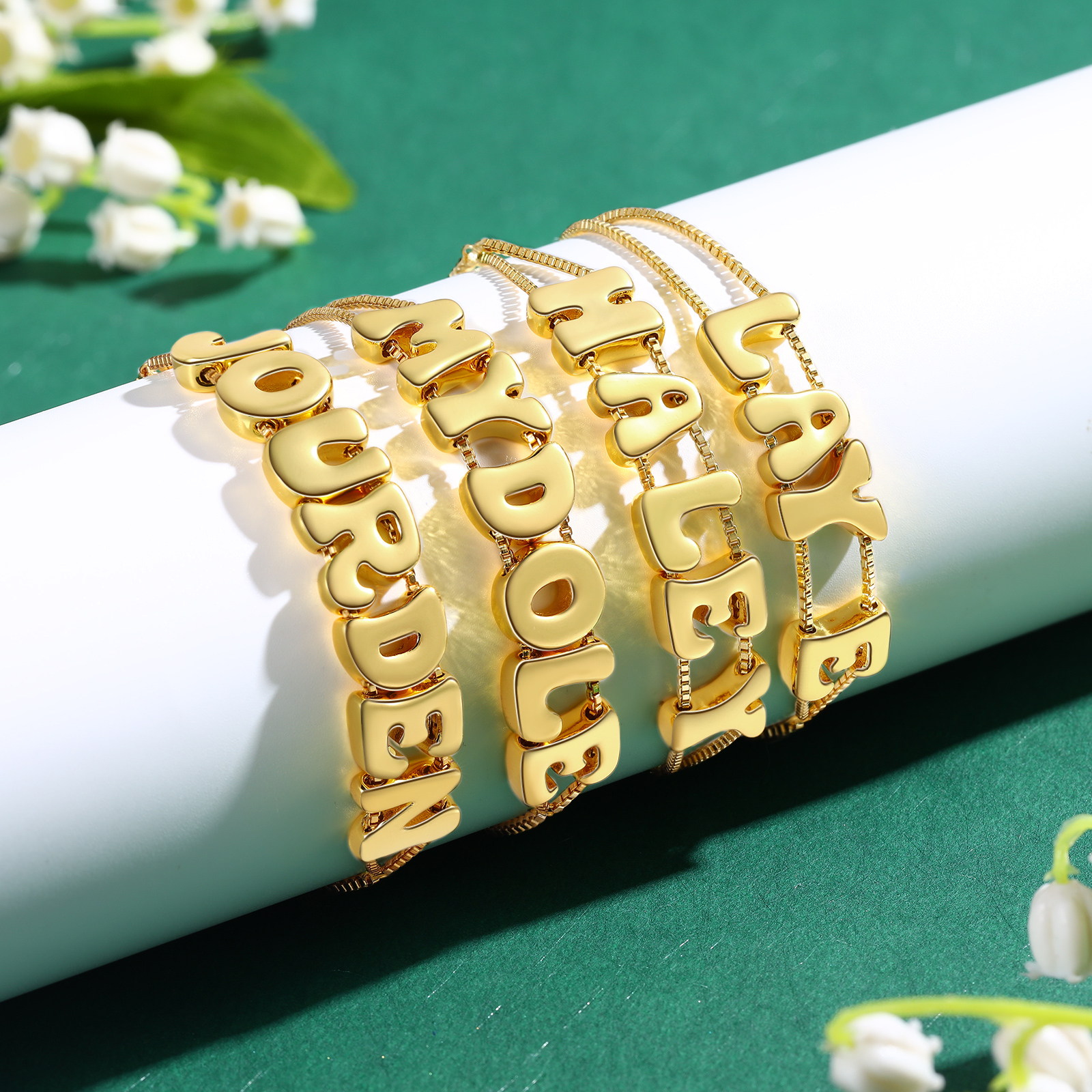 Personalised Adjustable Link Name Bracelet - Customise 4 Letters, Valentine’s Day Gift for Her | Jessemade