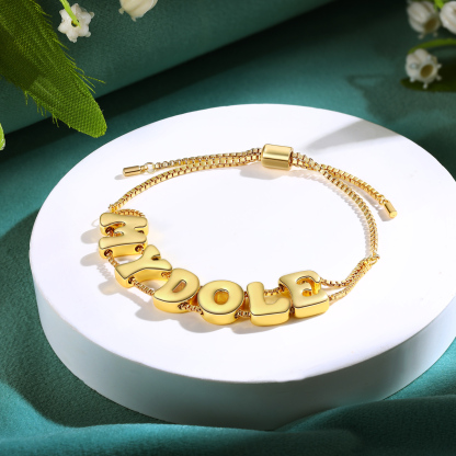 Personalised Adjustable Link Name Bracelet - Customise 6 Letters, Valentine’s Day Gift for Her | Jessemade