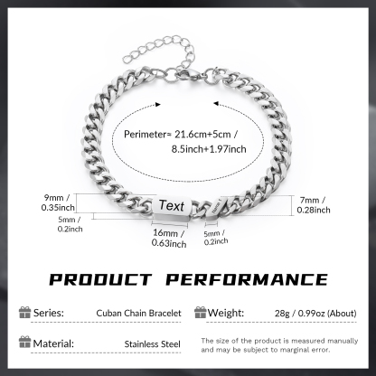 Bracciale da uomo personalizzato in stile maglia cubana per papà