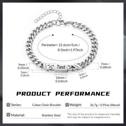 Bracciale Uomo in Acciaio Inossidabile Personalizzato – Incisione 2 Nomi & Testo – Regalo Speciale per Papà | Jessemade