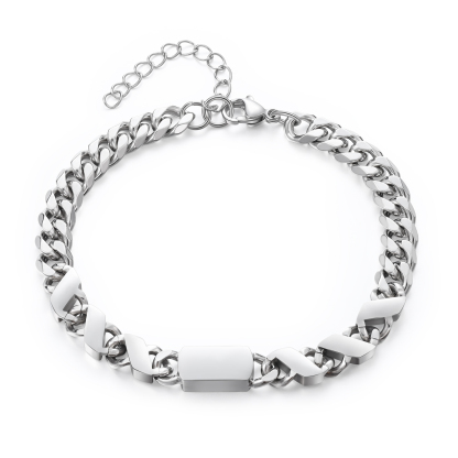 Bracciale Uomo in Acciaio Inossidabile Personalizzato – Incisione 6 Nomi & Testo – Regalo Speciale per Papà | Jessemade