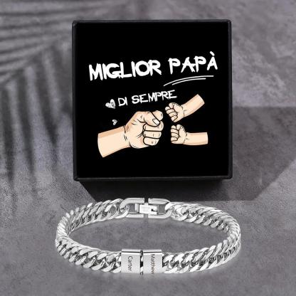 Bracciale personalizzato con 2-6 nomi per uomo con incisione individuale – regalo per nonno/papà