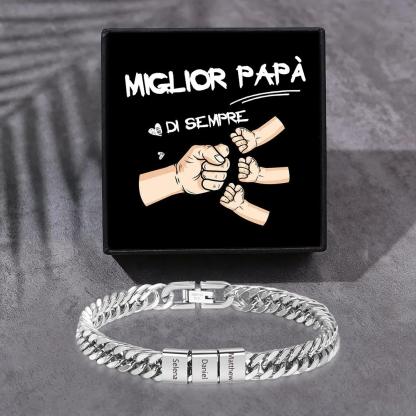 Bracciale personalizzato con 2-6 nomi per uomo con incisione individuale – regalo per nonno/papà