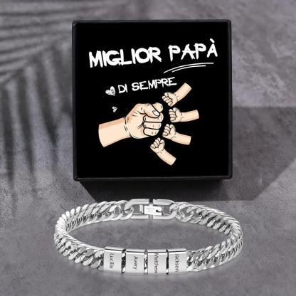 Bracciale personalizzato con 2-6 nomi per uomo con incisione individuale – regalo per nonno/papà