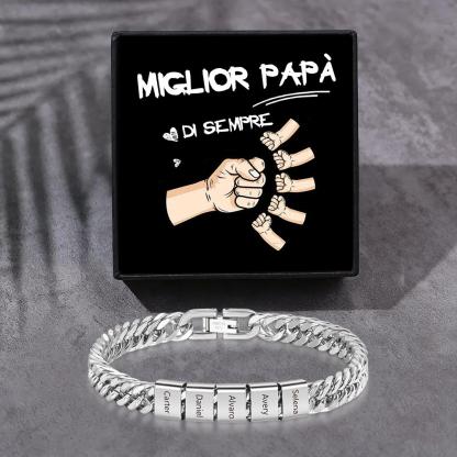 Bracciale personalizzato con 2-6 nomi per uomo con incisione individuale – regalo per nonno/papà