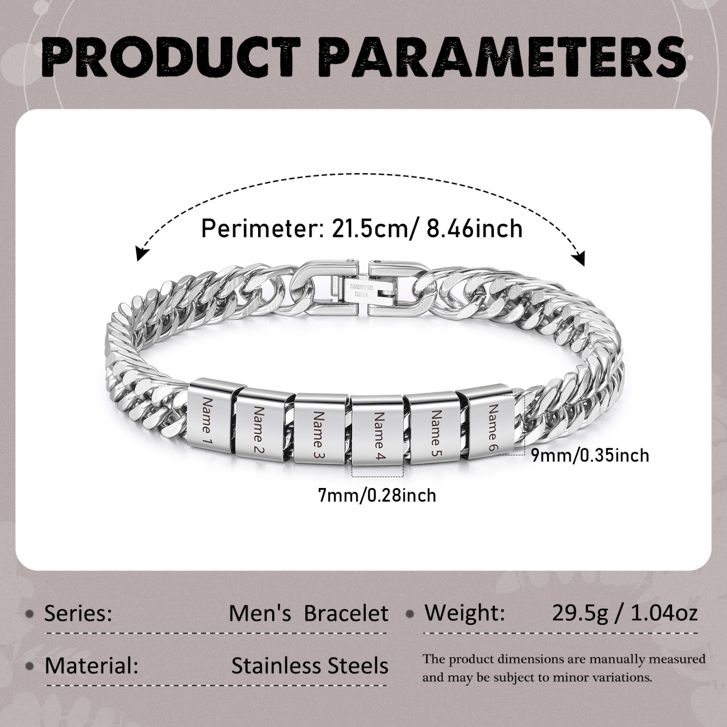 Bracciale personalizzato con 2-6 nomi per uomo con incisione individuale – regalo per nonno/papà