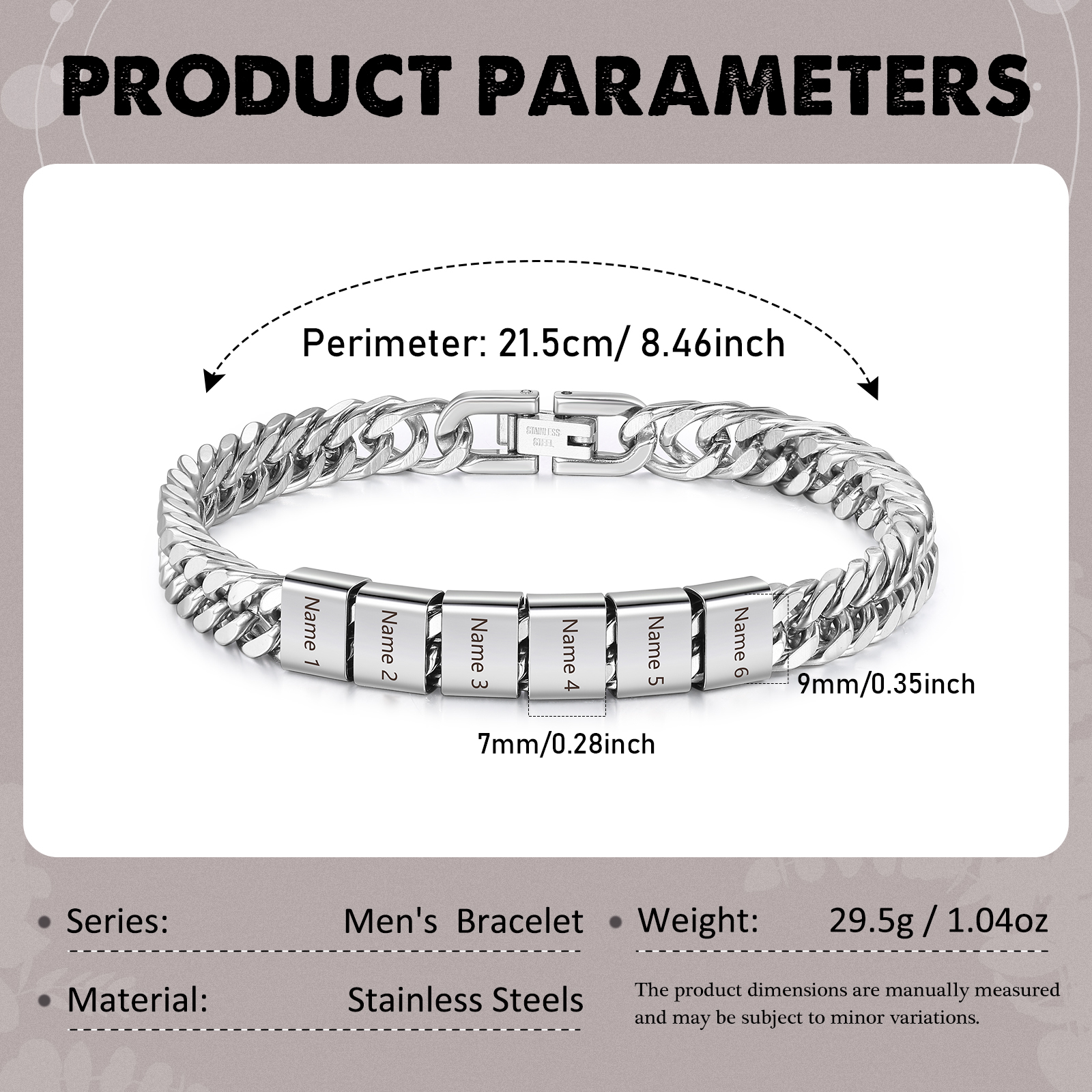 Bracciale personalizzato con 2-6 nomi per uomo con incisione individuale – regalo per nonno/papà