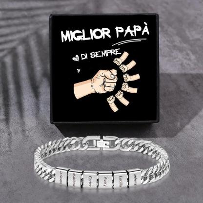 Bracciale personalizzato con 2-6 nomi per uomo con incisione individuale – regalo per nonno/papà