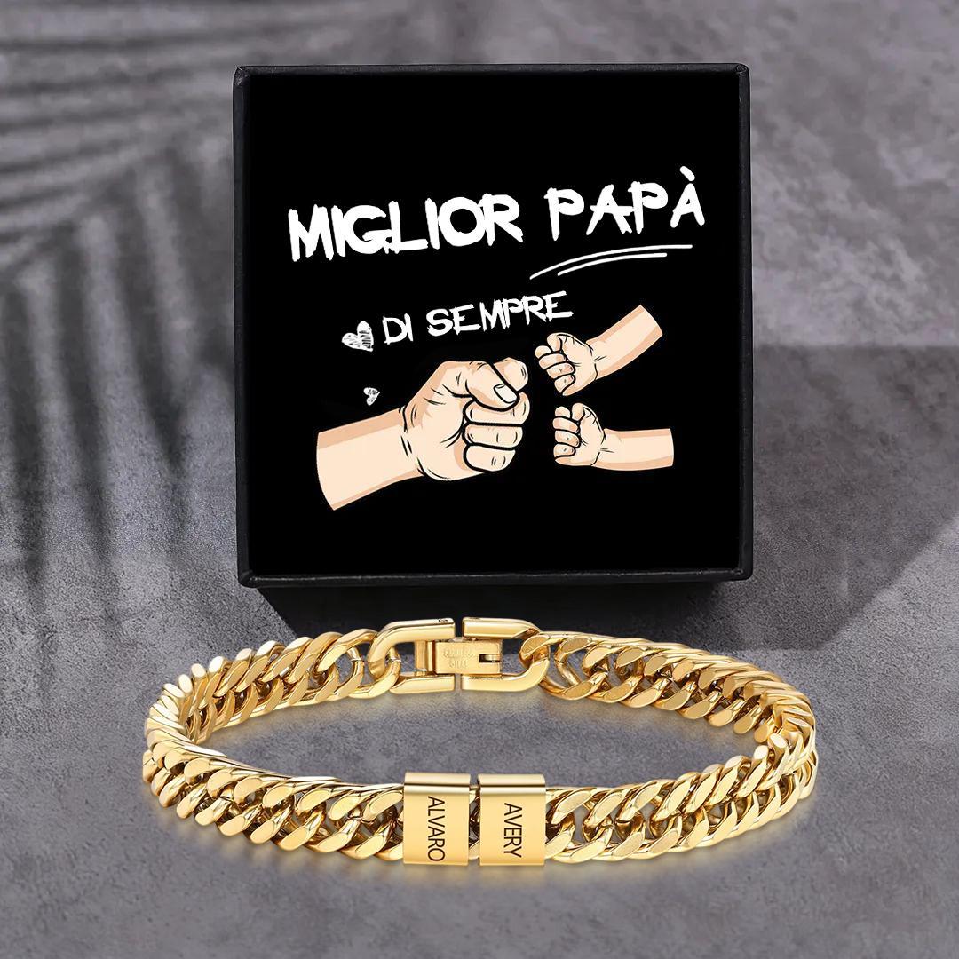 Bracciale personalizzato con 2-6 nomi per uomo con incisione individuale – regalo per nonno/papà