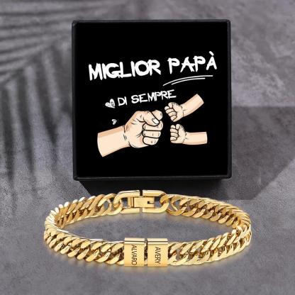 Bracciale personalizzato con 2-6 nomi per uomo con incisione individuale – regalo per nonno/papà