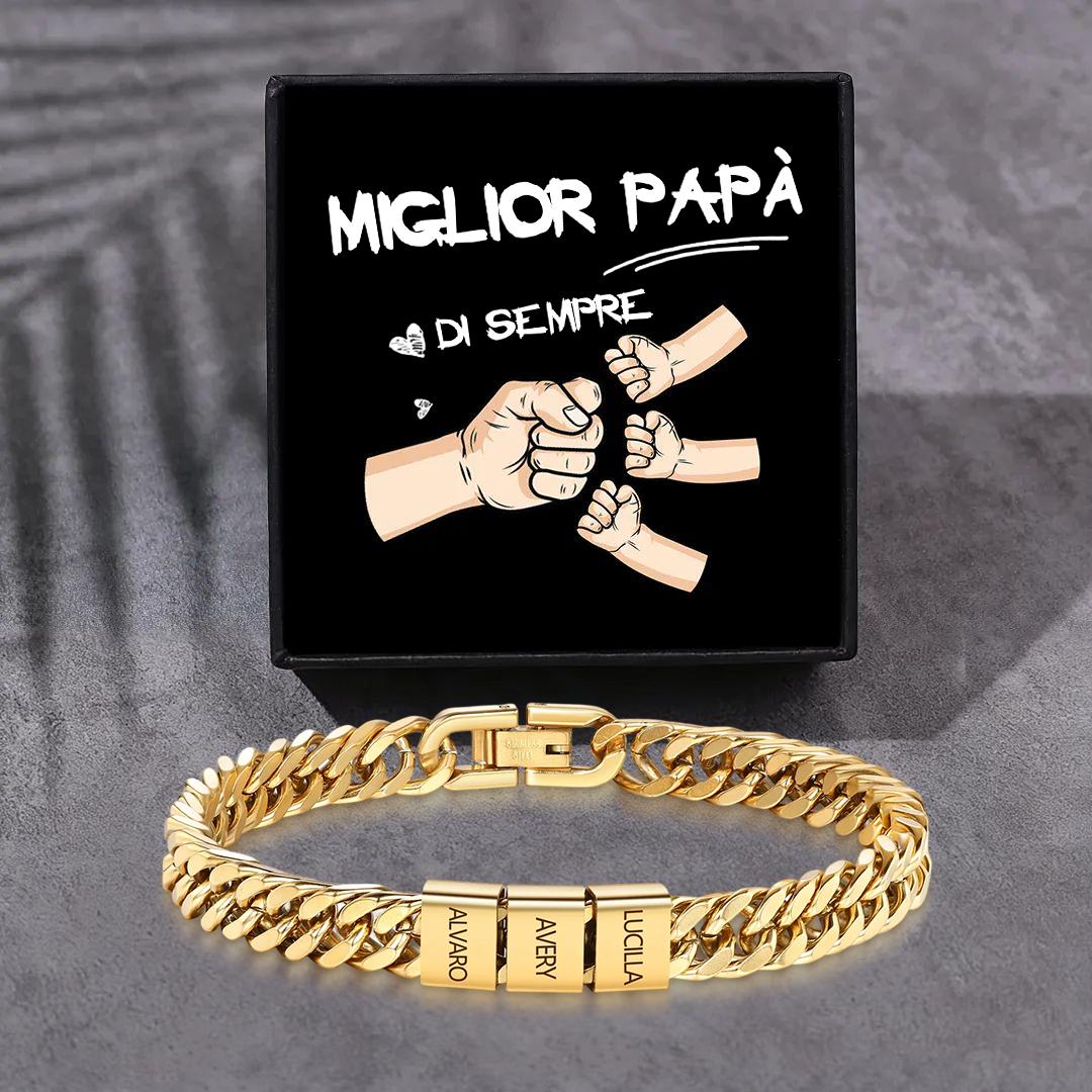Bracciale personalizzato con 2-6 nomi per uomo con incisione individuale – regalo per nonno/papà
