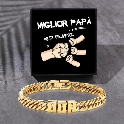 Bracciale personalizzato con 2-6 nomi per uomo con incisione individuale – regalo per nonno/papà