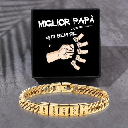 Bracciale personalizzato con 2-6 nomi per uomo con incisione individuale – regalo per nonno/papà