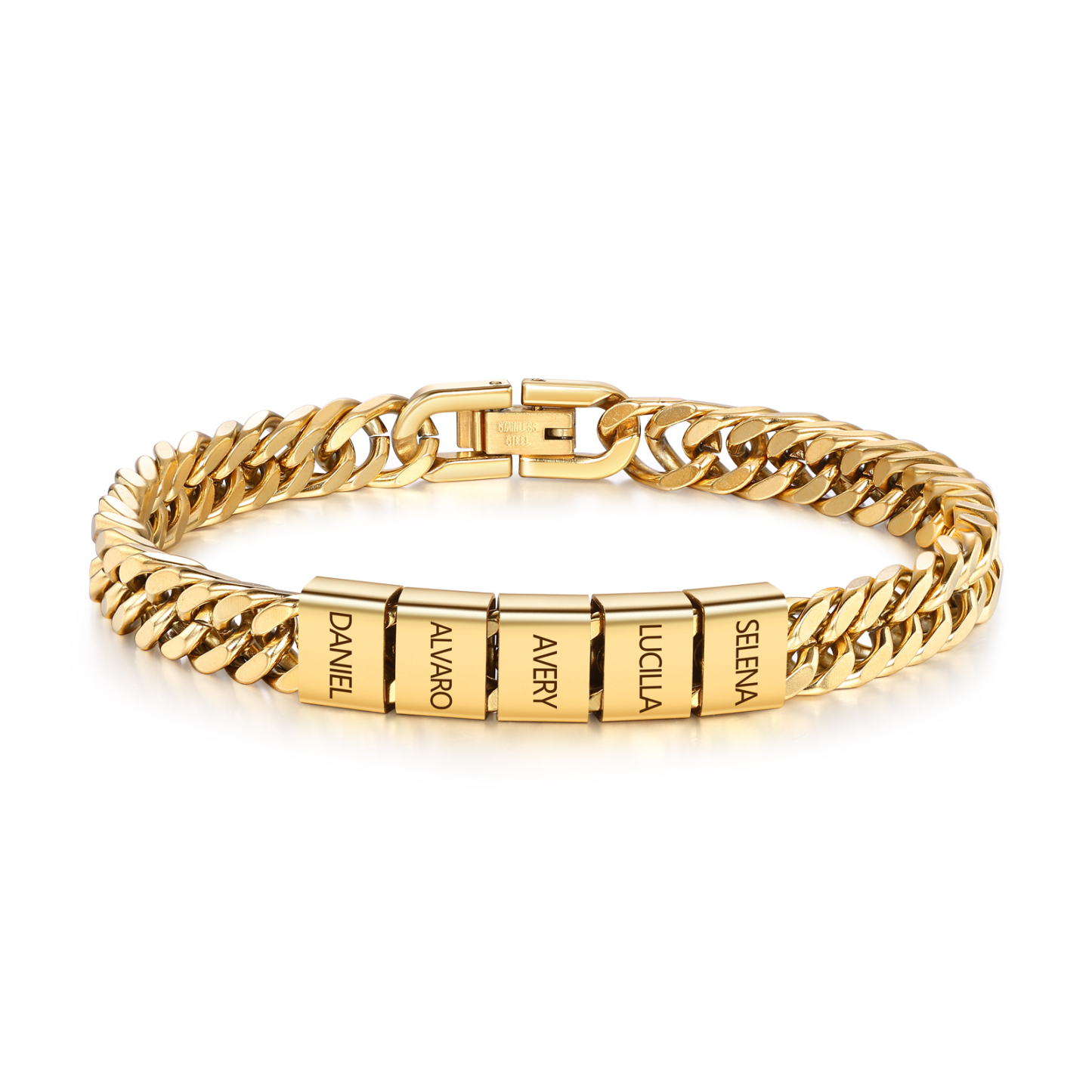 Bracciale personalizzato con 2-6 nomi per uomo con incisione individuale – regalo per nonno/papà