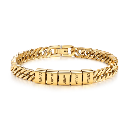 Bracciale personalizzato con 2-6 nomi per uomo con incisione individuale – regalo per nonno/papà