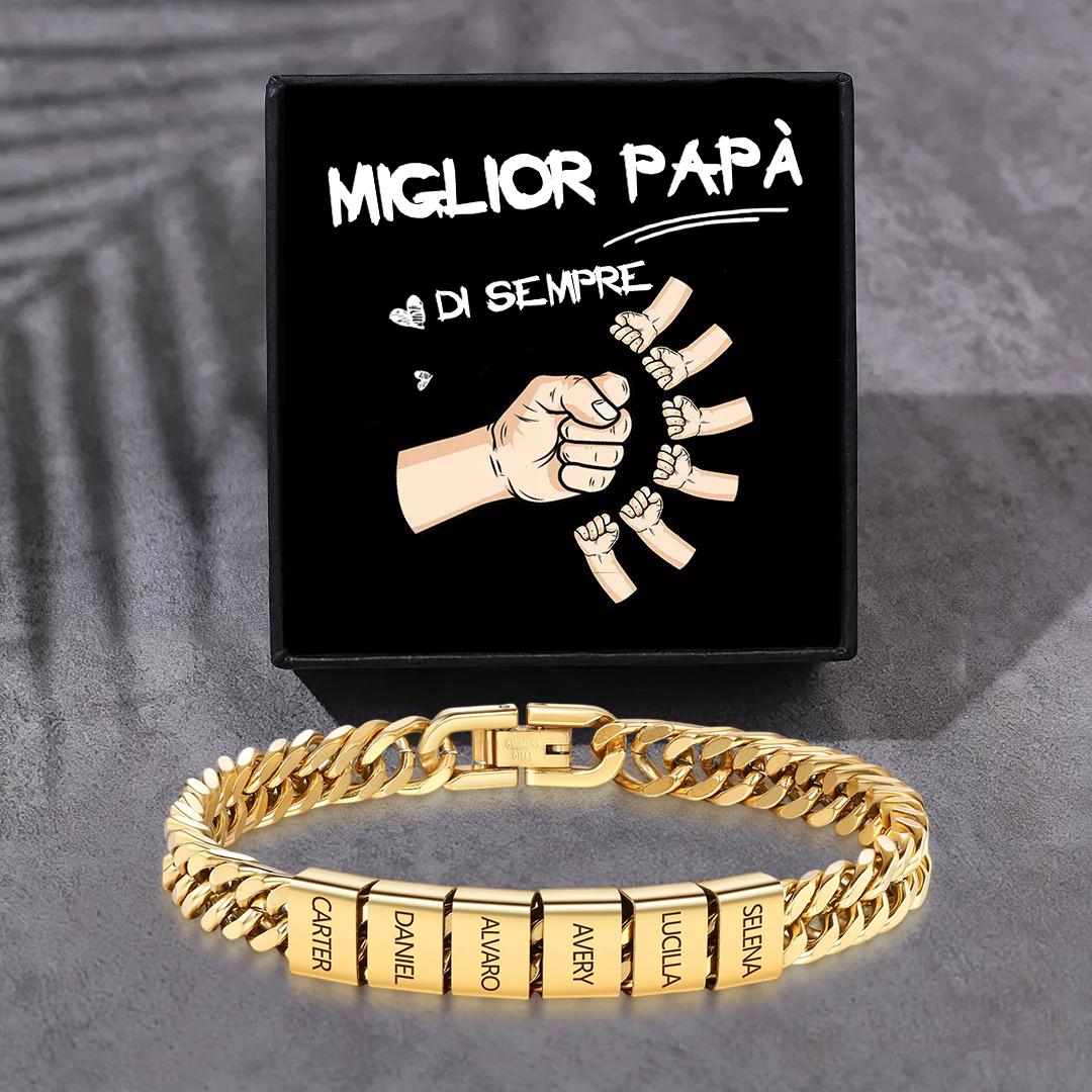 Bracciale personalizzato con 2-6 nomi per uomo con incisione individuale – regalo per nonno/papà