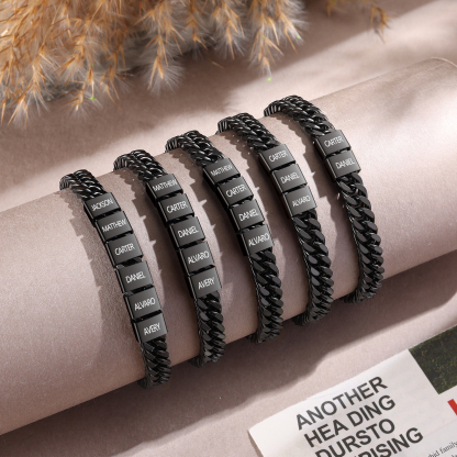 Bracciale personalizzato con 2-6 nomi per uomo con incisione individuale – regalo per nonno/papà