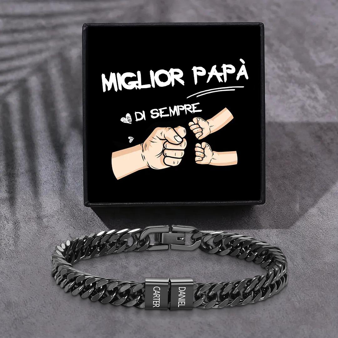 Bracciale personalizzato con 2-6 nomi per uomo con incisione individuale – regalo per nonno/papà