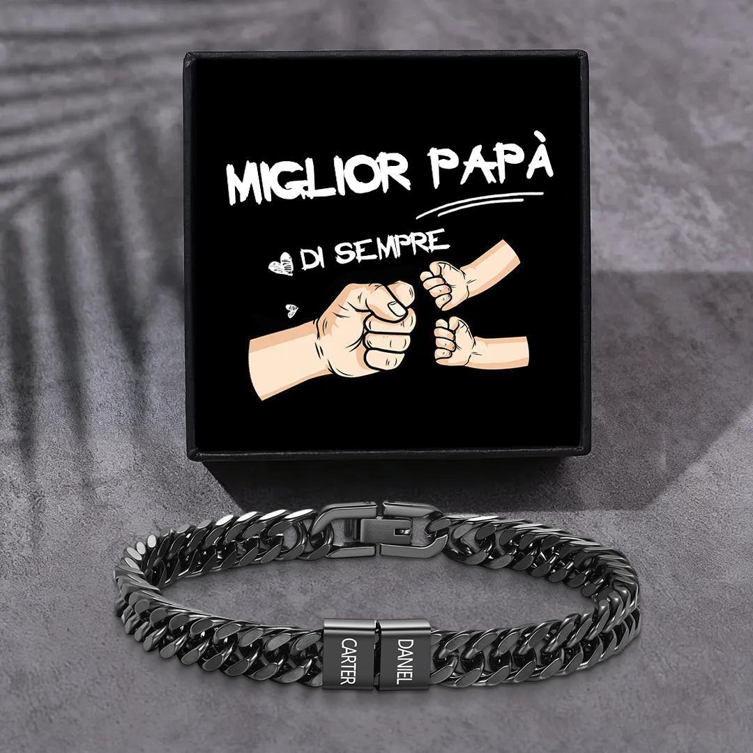 Bracciale personalizzato con 2-6 nomi per uomo con incisione individuale – regalo per nonno/papà