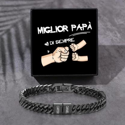 Bracciale personalizzato con 2-6 nomi per uomo con incisione individuale – regalo per nonno/papà