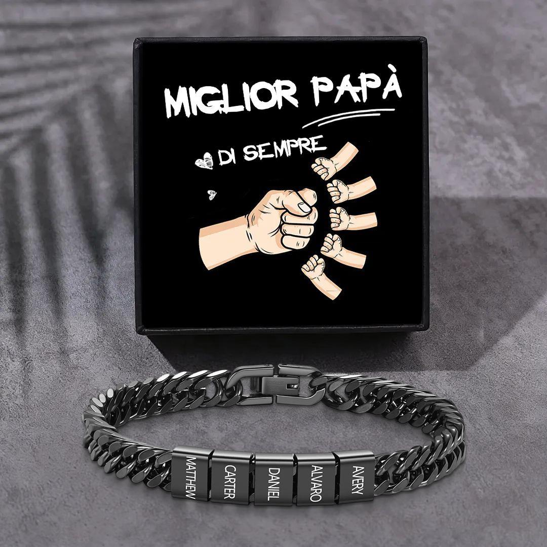 Bracciale personalizzato con 2-6 nomi per uomo con incisione individuale – regalo per nonno/papà