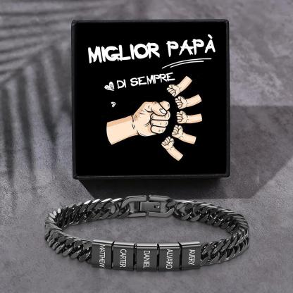 Bracciale personalizzato con 2-6 nomi per uomo con incisione individuale – regalo per nonno/papà