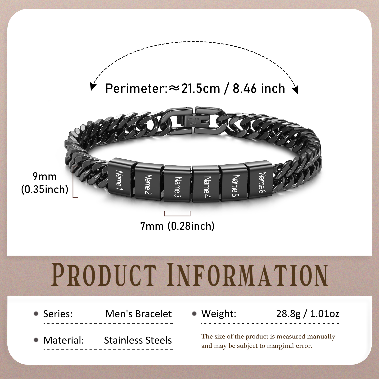 Bracciale personalizzato con 2-6 nomi per uomo con incisione individuale – regalo per nonno/papà