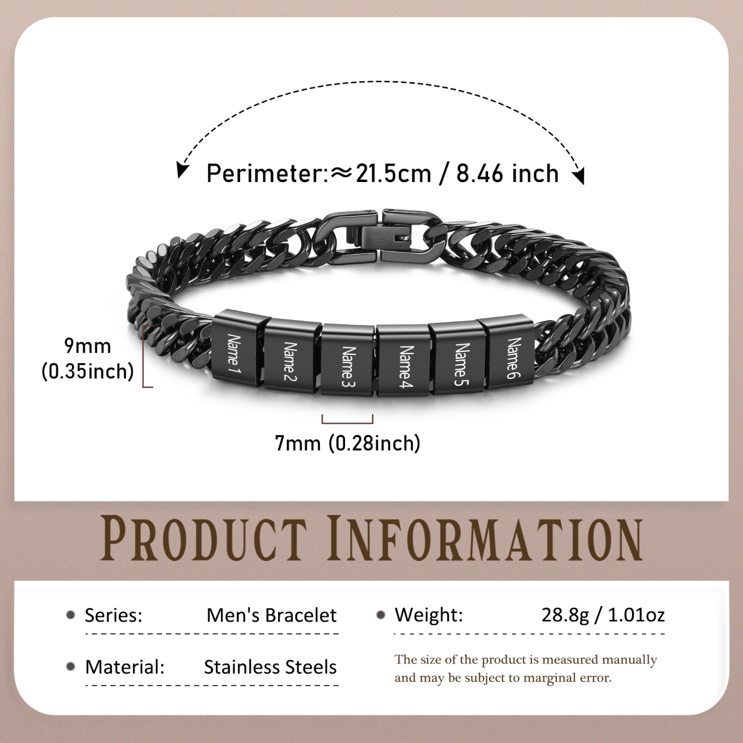 Bracciale personalizzato con 2-6 nomi per uomo con incisione individuale – regalo per nonno/papà