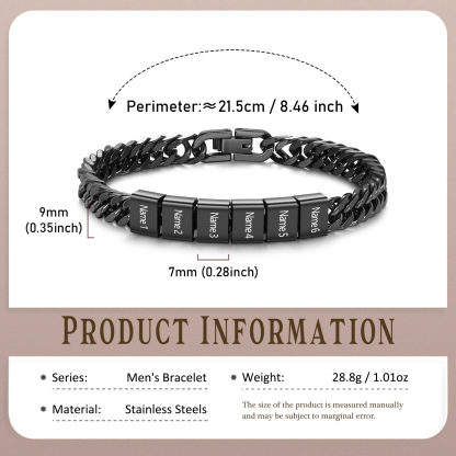 Bracciale personalizzato con 2-6 nomi per uomo con incisione individuale – regalo per nonno/papà