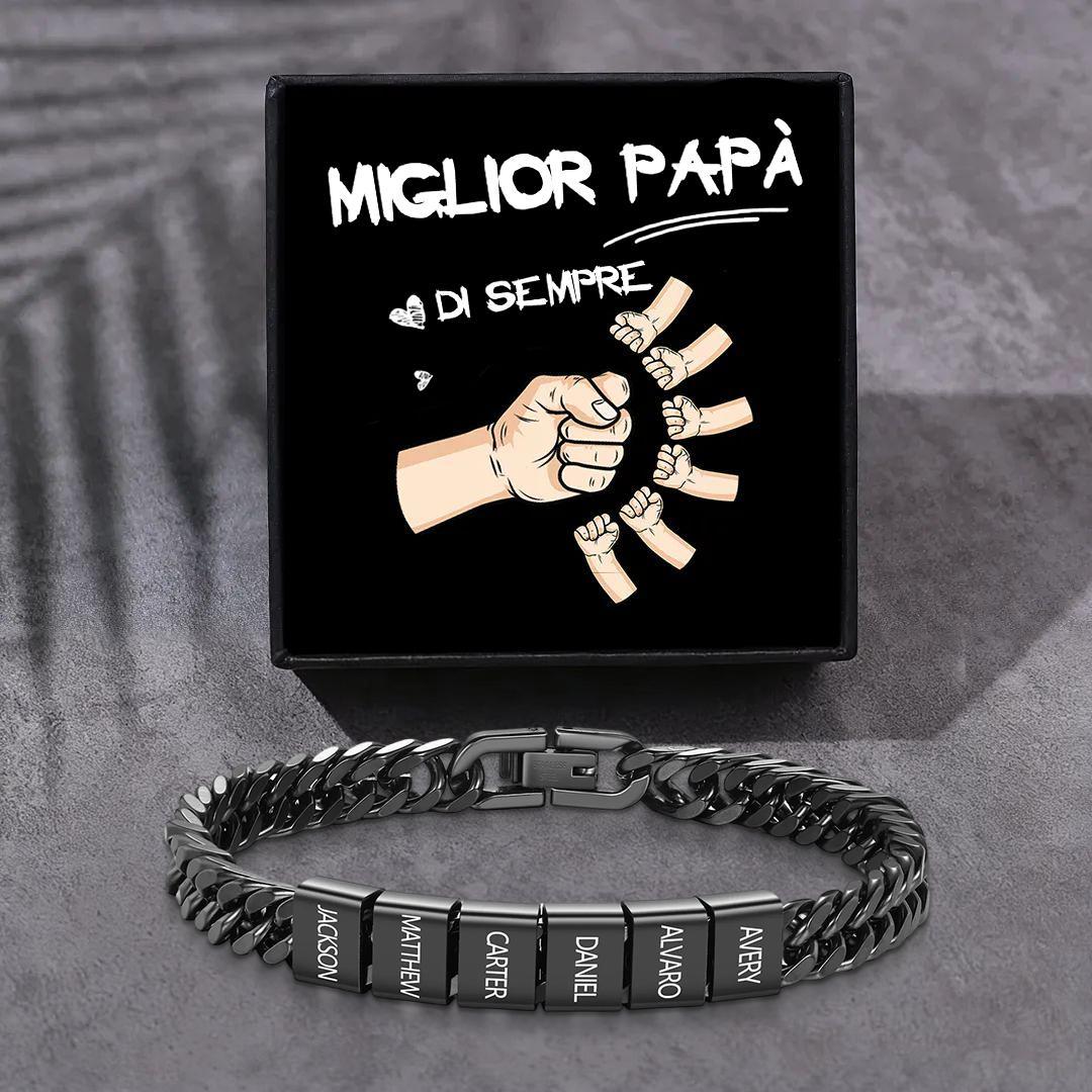Bracciale personalizzato con 2-6 nomi per uomo con incisione individuale – regalo per nonno/papà