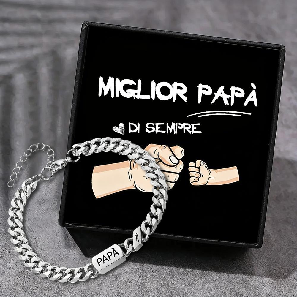 Bracciale da uomo personalizzato in stile maglia cubana per papà