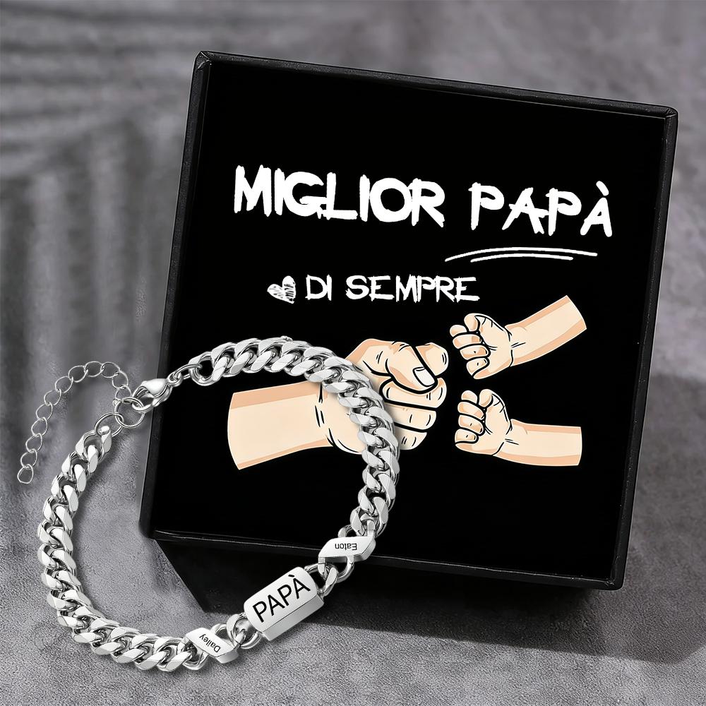 Bracciale da uomo personalizzato in stile maglia cubana per papà