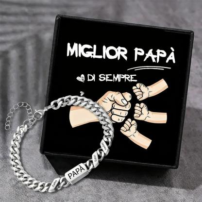 Bracciale da uomo personalizzato in stile maglia cubana per papà