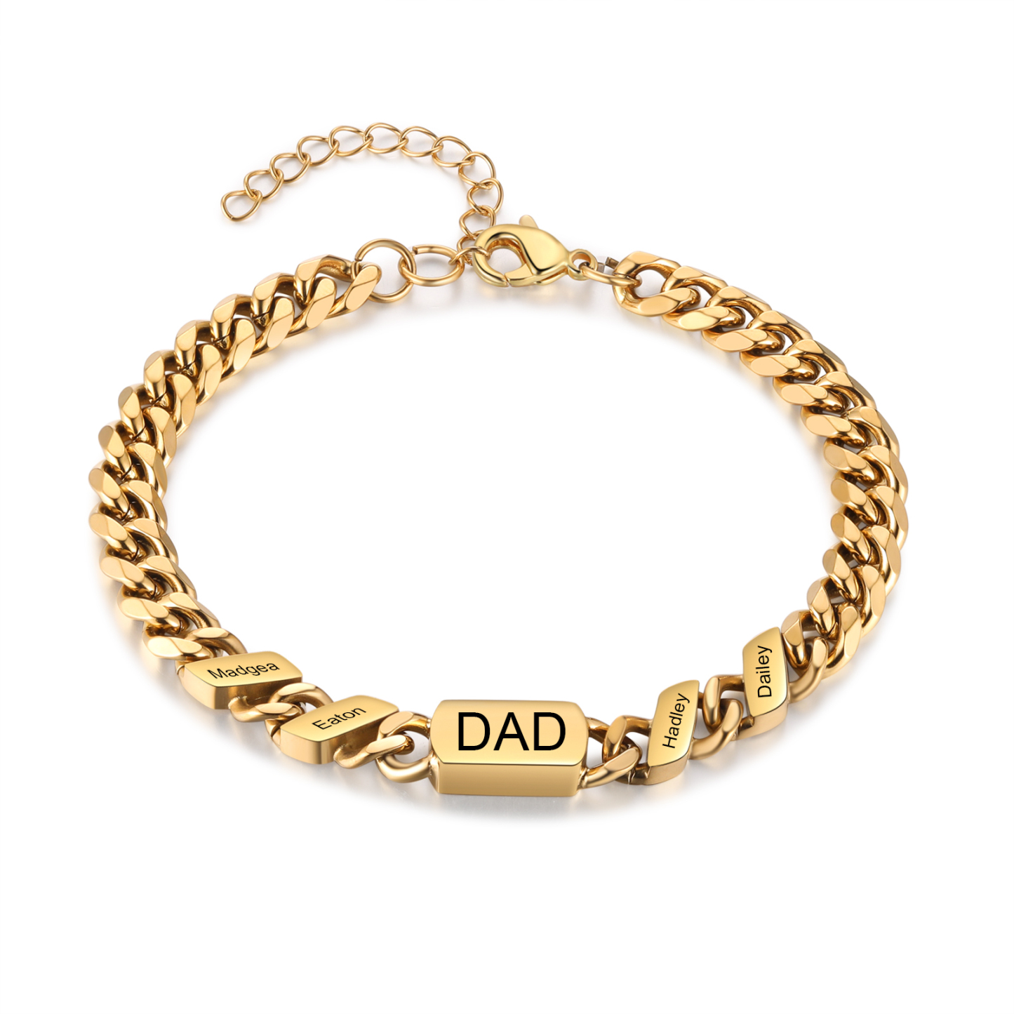 Bracciale da uomo personalizzato in stile maglia cubana per papà