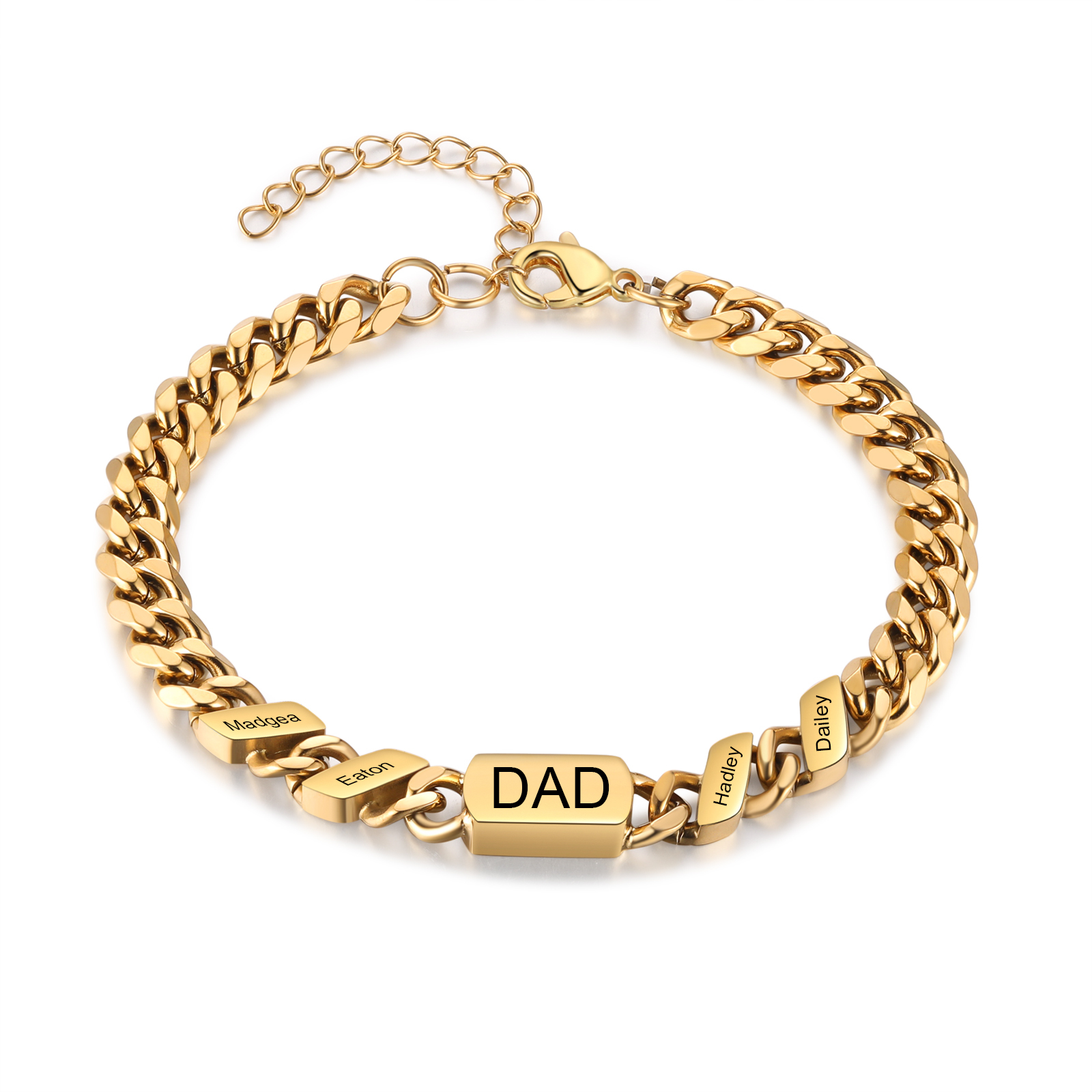 Bracciale da uomo personalizzato in stile maglia cubana per papà
