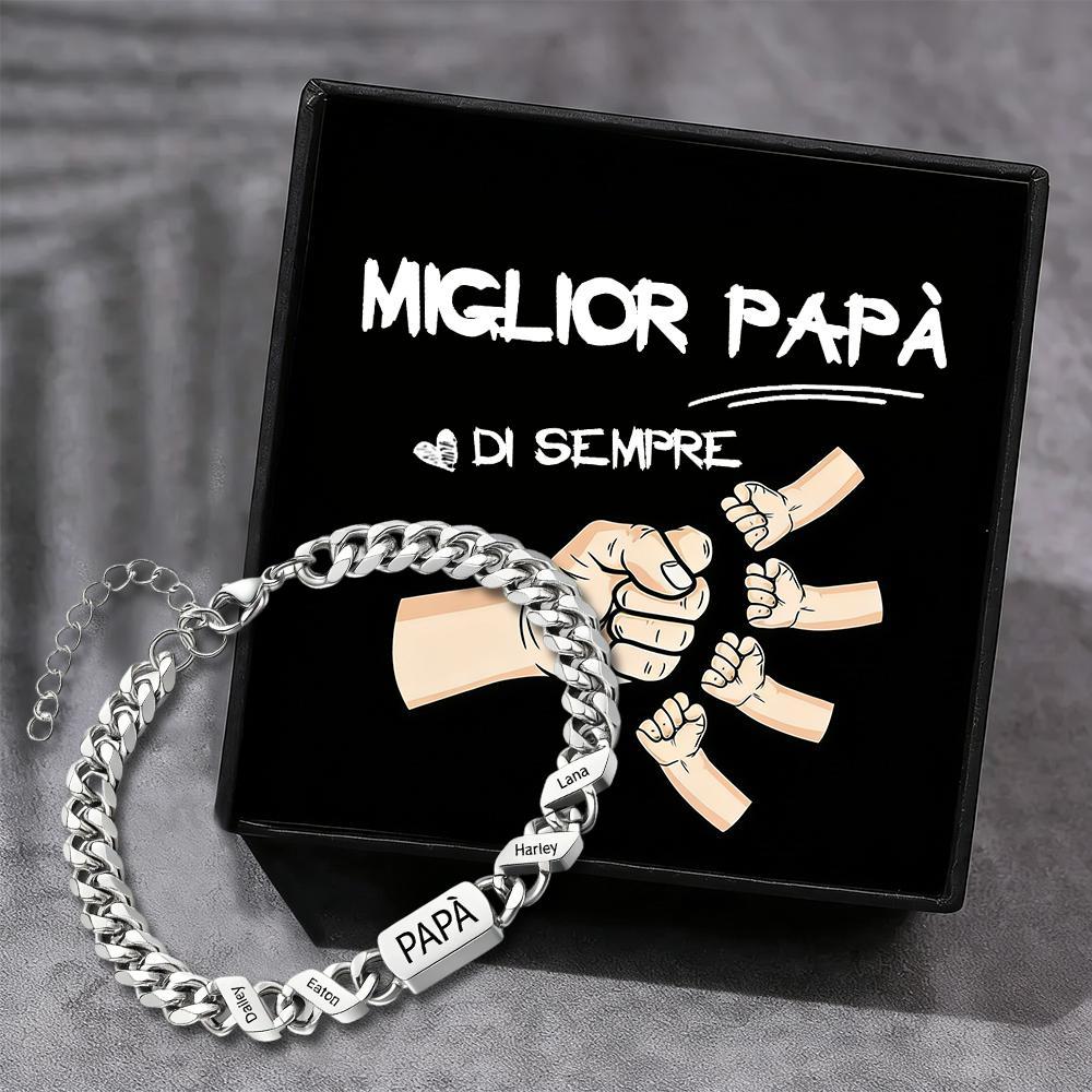 Bracciale da uomo personalizzato in stile maglia cubana per papà