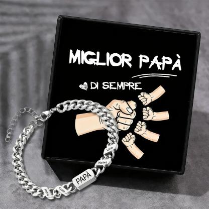 Bracciale da uomo personalizzato in stile maglia cubana per papà