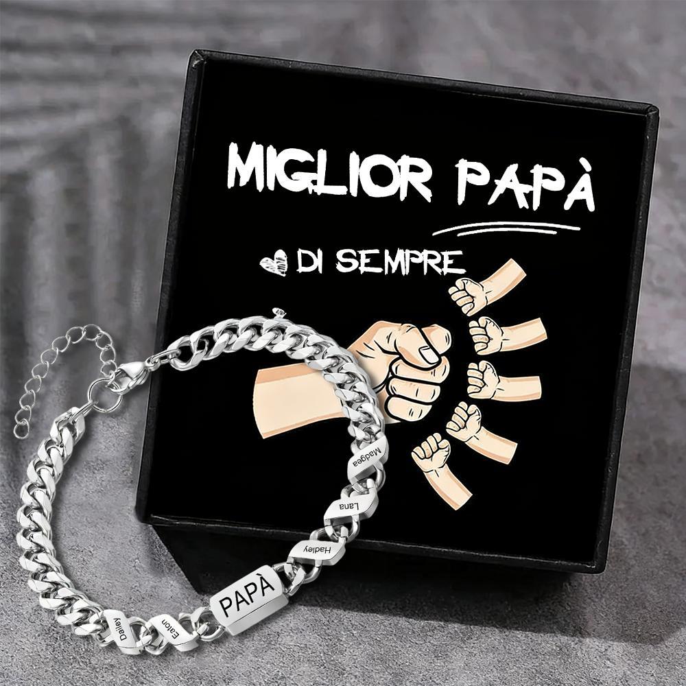 Bracciale da uomo personalizzato in stile maglia cubana per papà