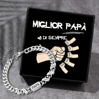 Bracciale da uomo personalizzato in stile maglia cubana per papà