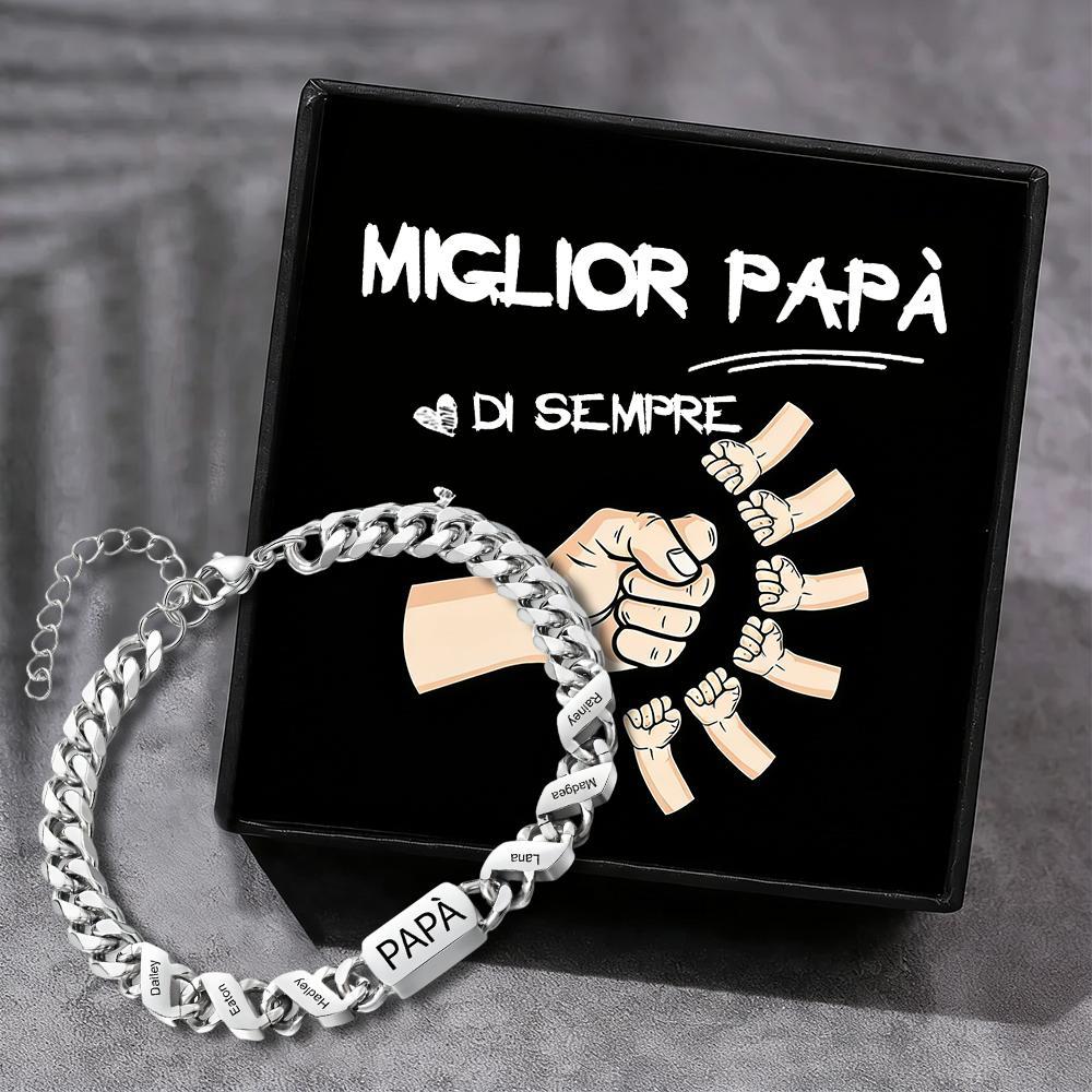 Bracciale da uomo personalizzato in stile maglia cubana per papà