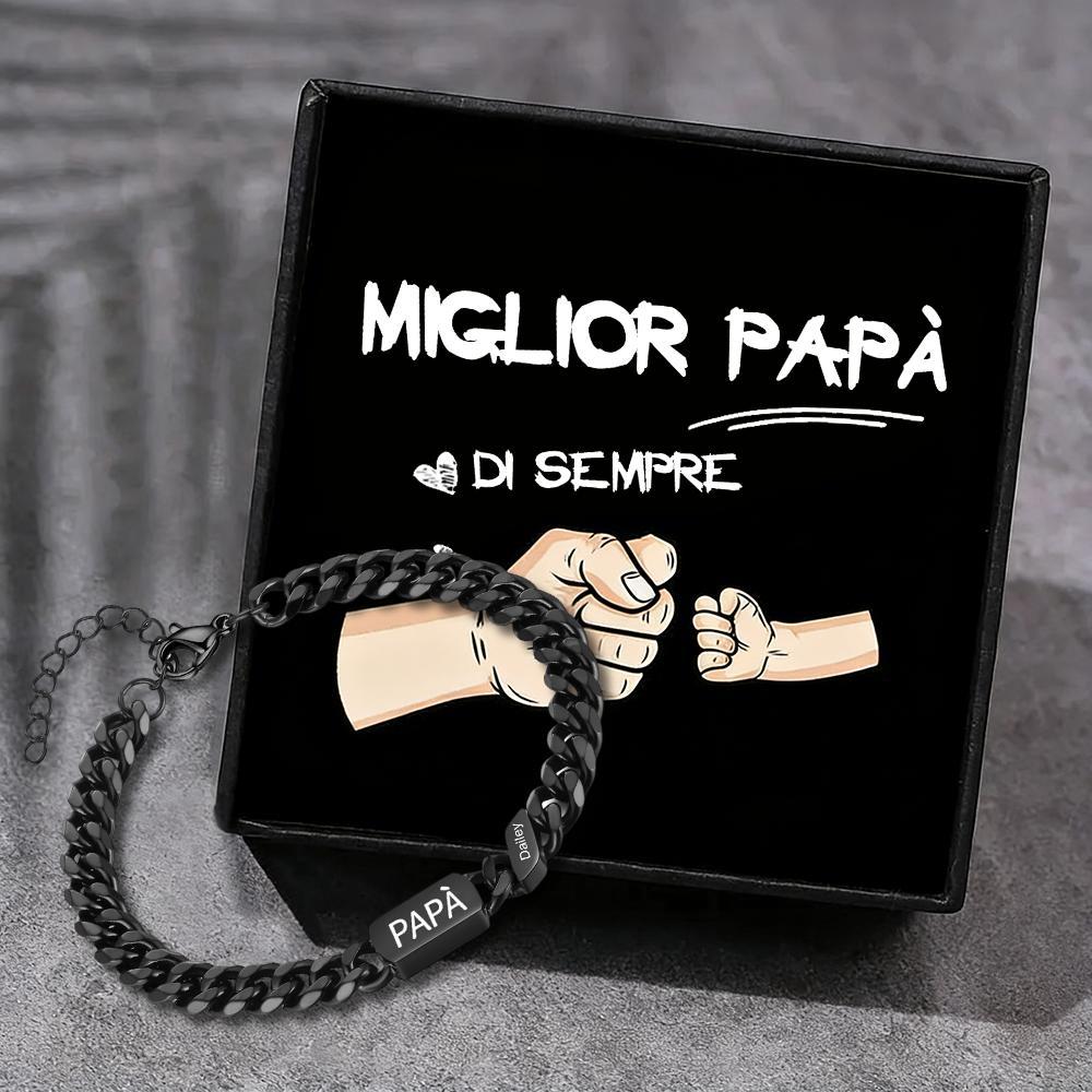 Bracciale da uomo personalizzato in stile maglia cubana per papà