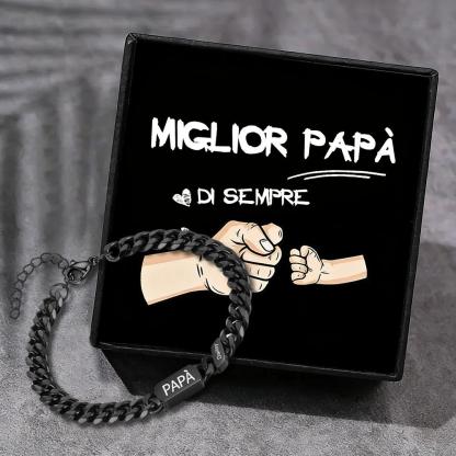 Bracciale da uomo personalizzato in stile maglia cubana per papà