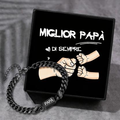 Bracciale da uomo personalizzato in stile maglia cubana per papà