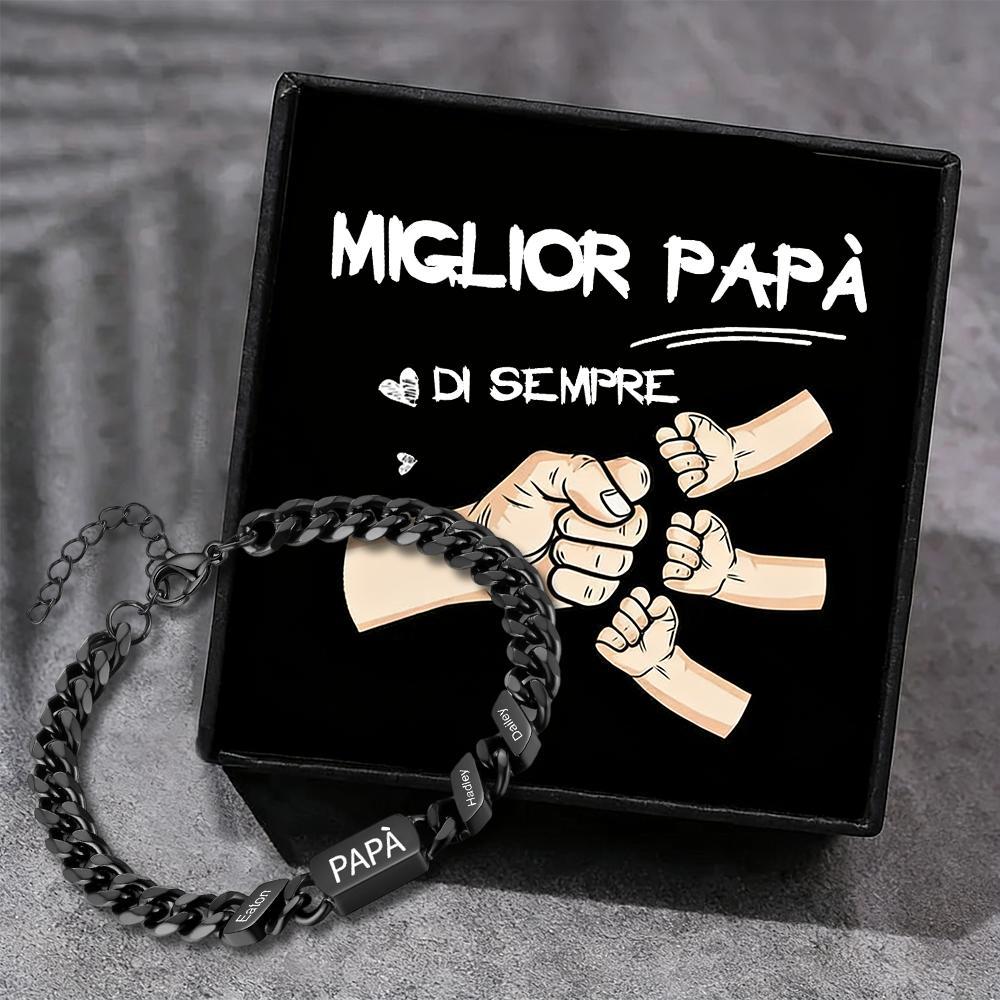 Bracciale da uomo personalizzato in stile maglia cubana per papà