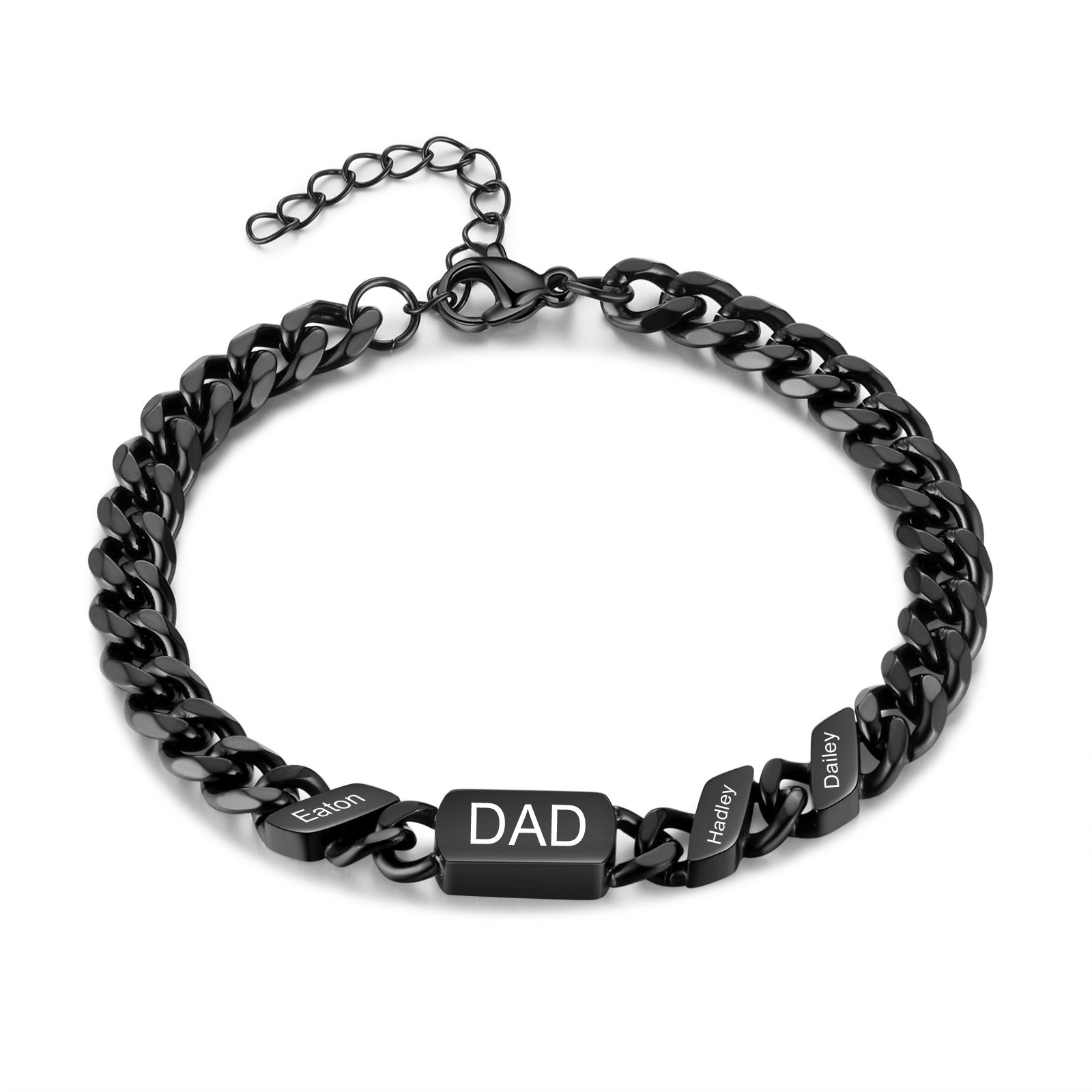 Bracciale da uomo personalizzabile a maglia cubana con 1–6 nomi, bracciale Papà, regalo per la Festa del Papà, per il nonno | Jessemade