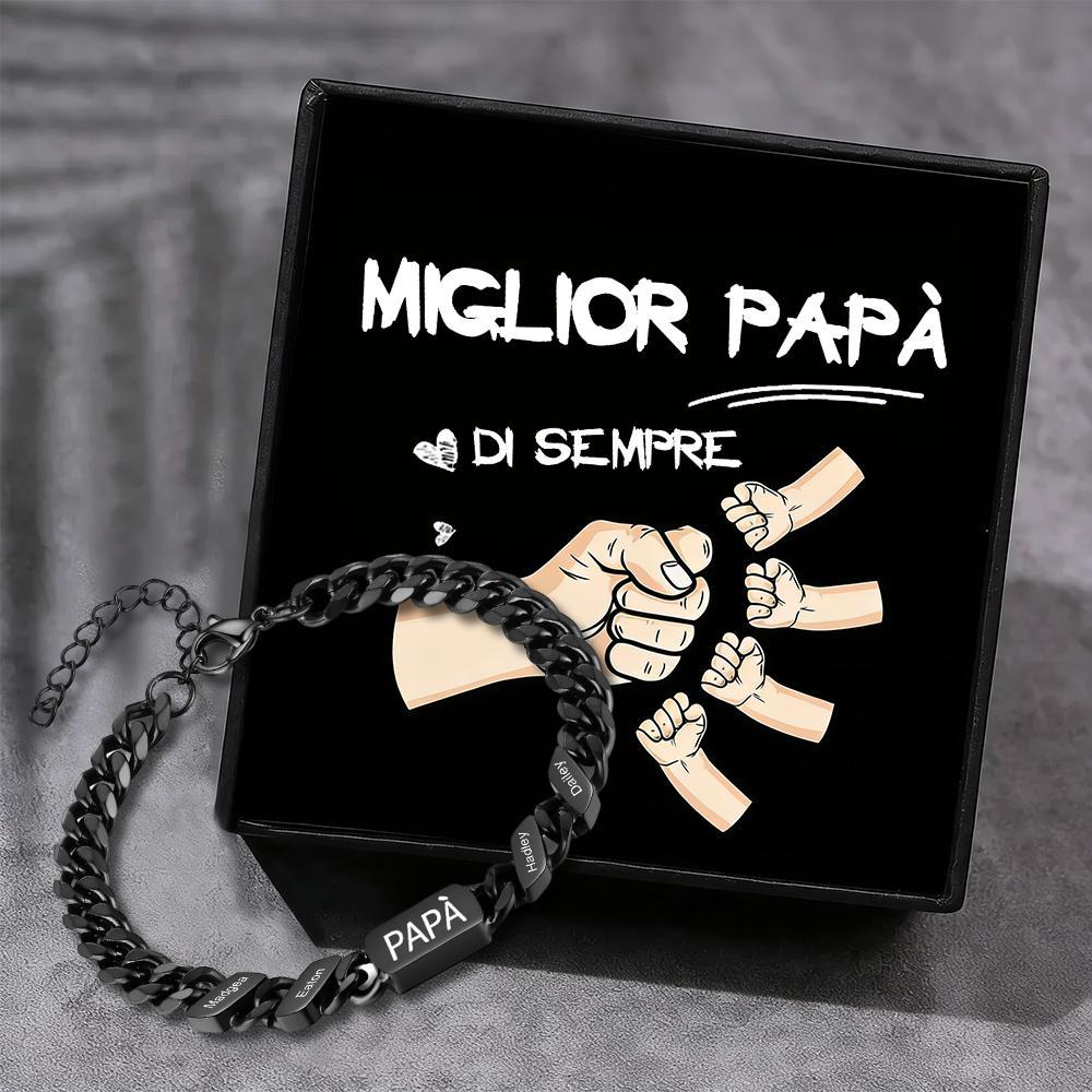 Bracciale da uomo personalizzato in stile maglia cubana per papà