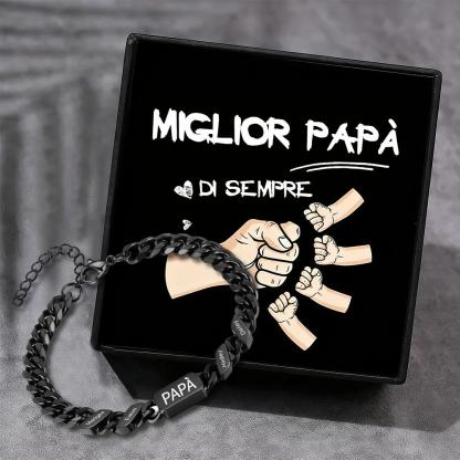 Bracciale da uomo personalizzato in stile maglia cubana per papà